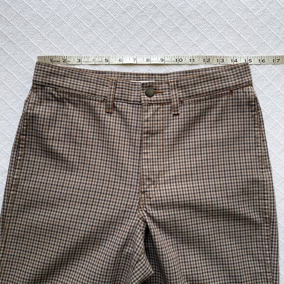 Uniqlo U Checked Straight Pant High-Waist Cropped Brown Blue Plaid Womens 6 - Picture 9 of 11